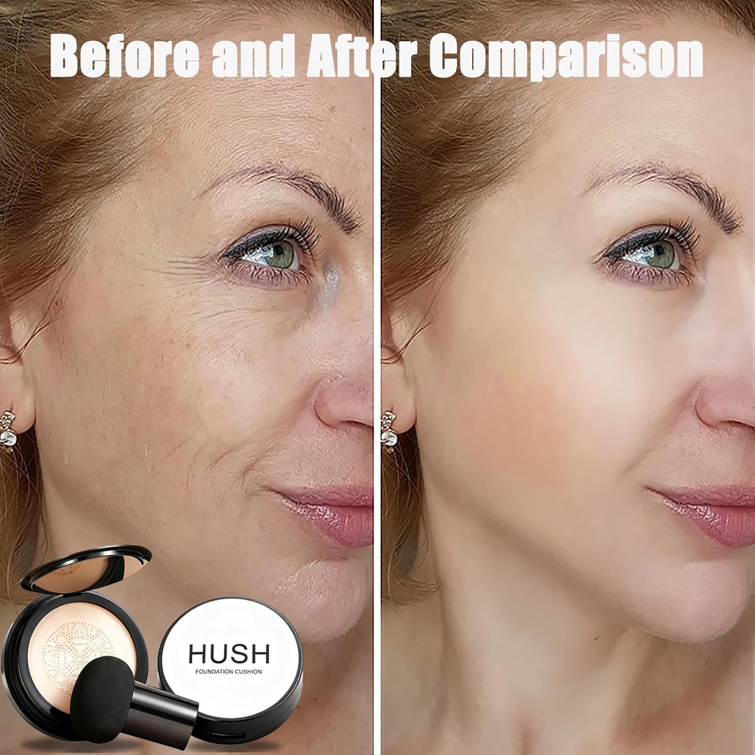 Moisturizing Hyaluronic Acid formula in Hush Makeup foundation keeps skin hydrated all day