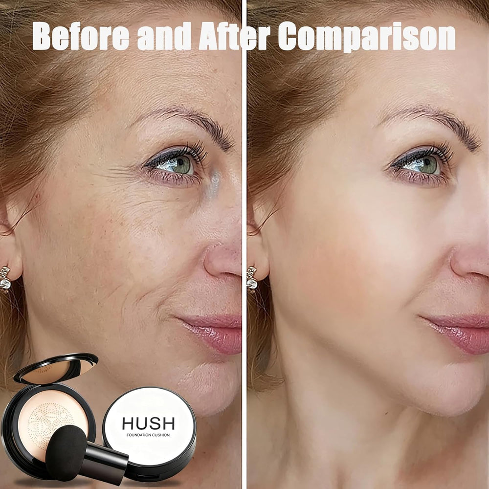 Moisturizing Hyaluronic Acid formula in Hush Makeup foundation keeps skin hydrated all day