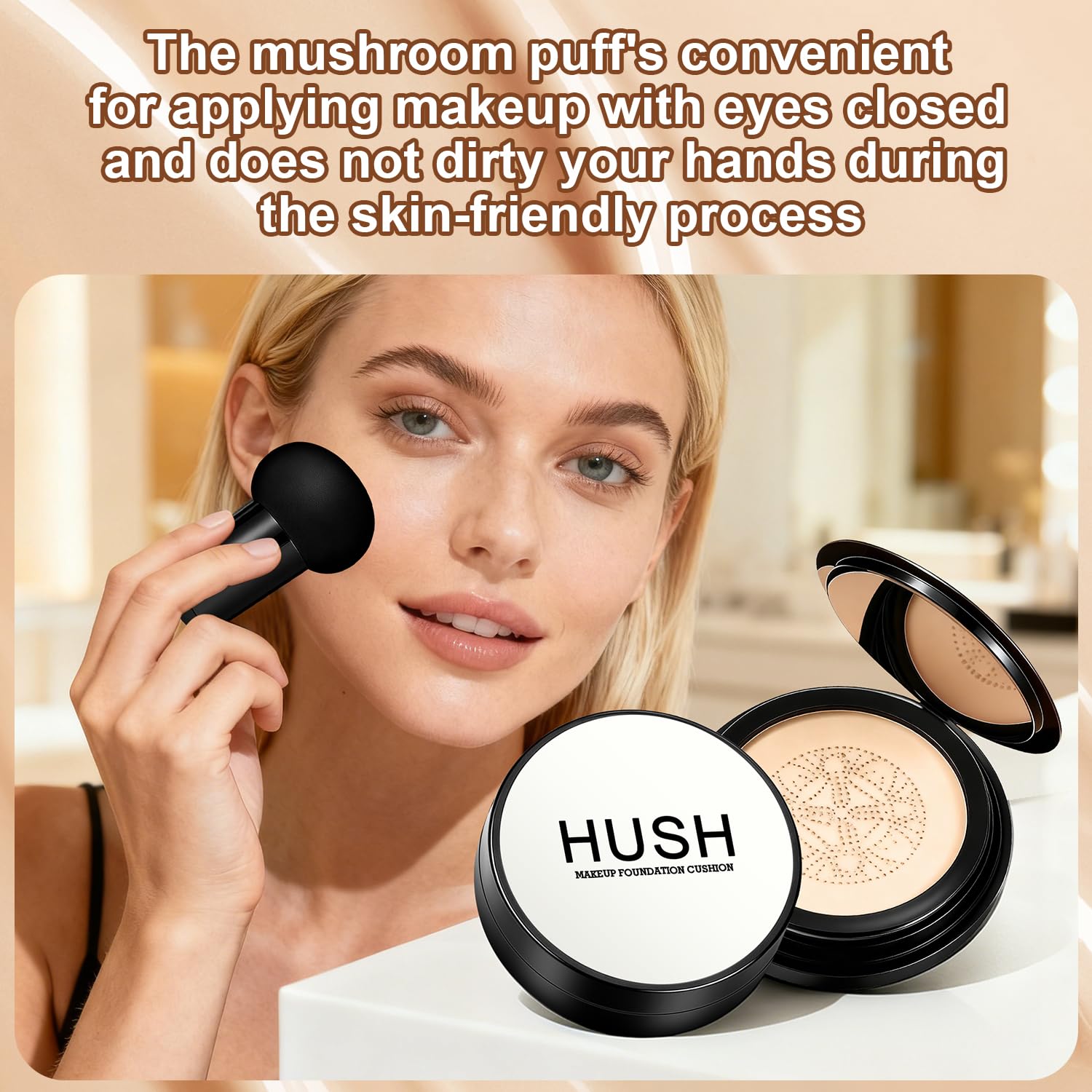 Hush Makeup Foundation Natural Glow hydration sheen on skin during wear.