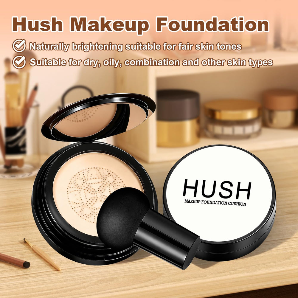 Hush Makeup Foundation Natural Glow on-face application shows quick, even base.