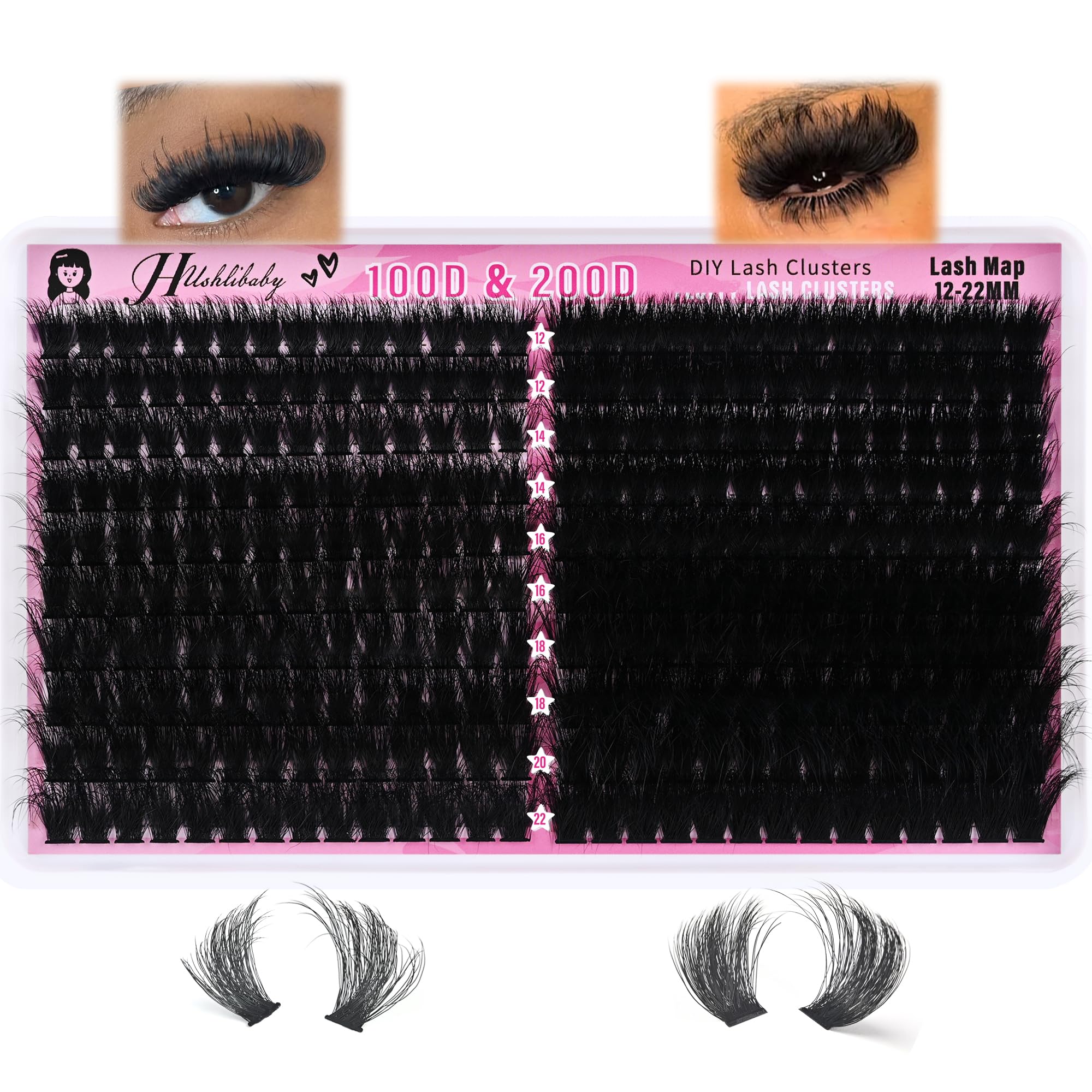 Hushlibaby lash clusters 12mm wispy for natural volume at home