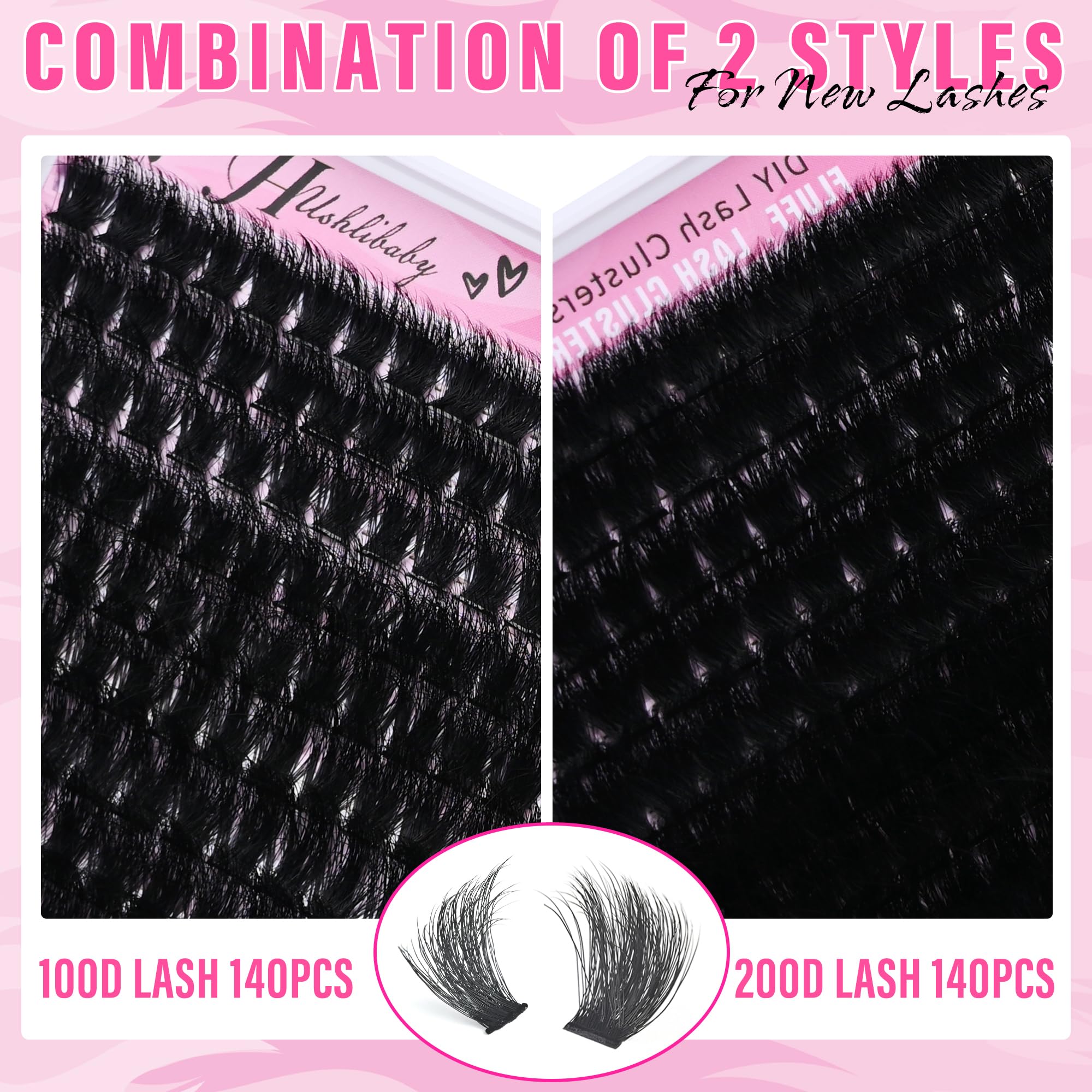 Hushlibaby lash clusters 22mm wispy dramatic length and fullness