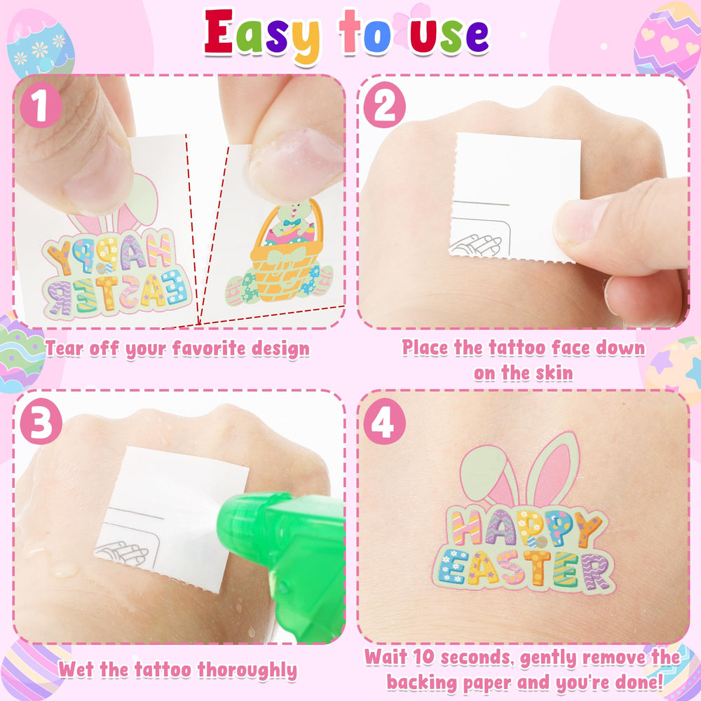 Huskein Easter tattoos feature varied Easter motifs for decorating and gifting.