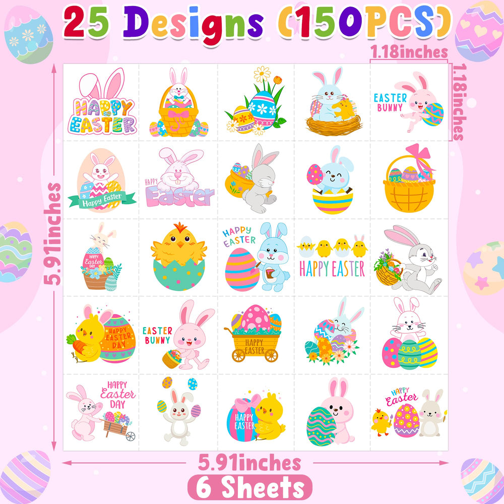 Huskein Easter tattoos patterns showcase bunnies and eggs for kids.