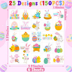 Huskein Easter tattoos patterns showcase bunnies and eggs for kids.