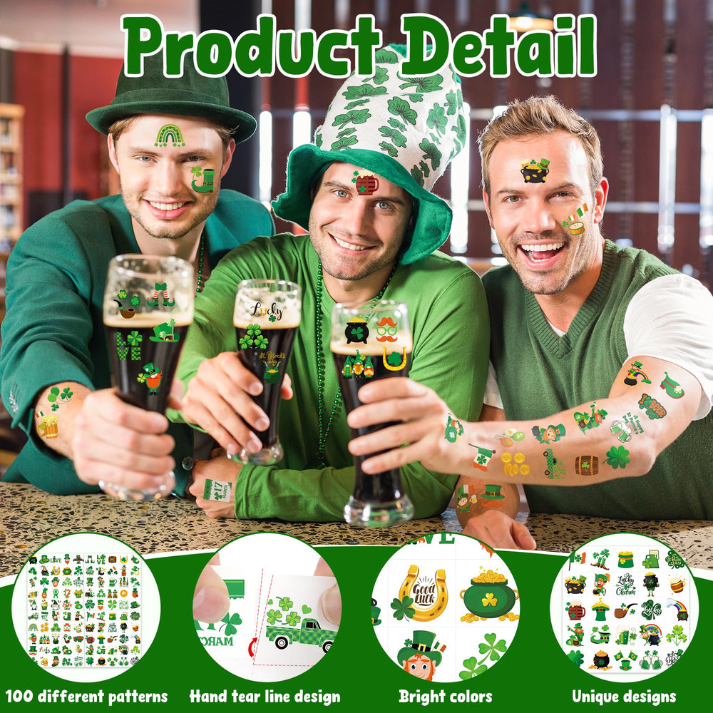 Huskein Irish motif tattoos with horseshoes and trucks for parade accessories
