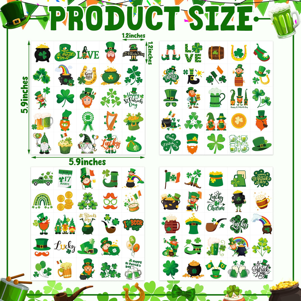 Huskein tattoo collection featuring green clovers for party decorating