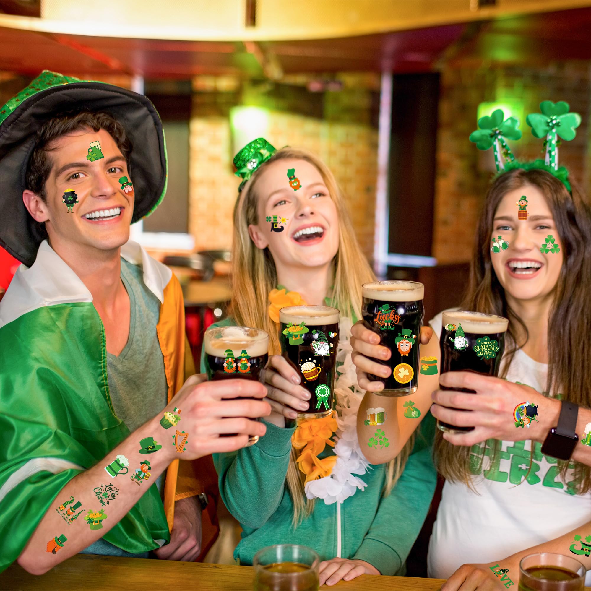 Huskein St Patrick's Day tats easy to apply with water activation