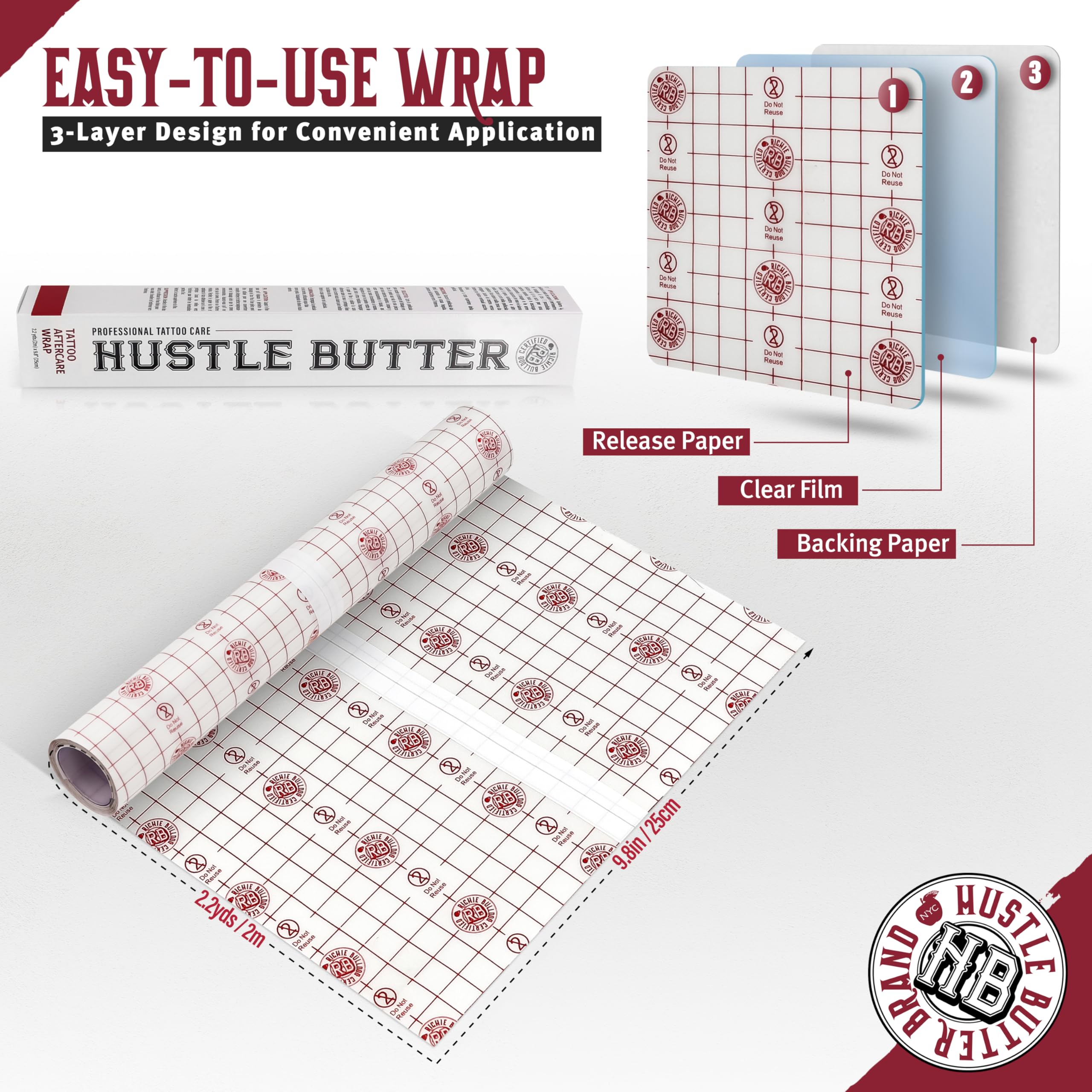 Hustle Butter Second Skin tattoo wrap application shot showing easy coverage.