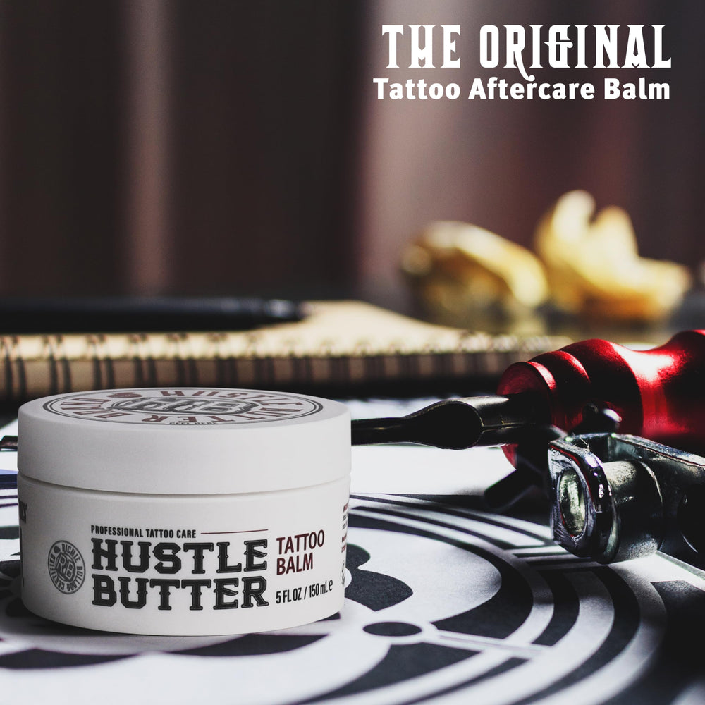 Hustle Butter Deluxe vegan cruelty-free label on tub highlighting plant-based formula