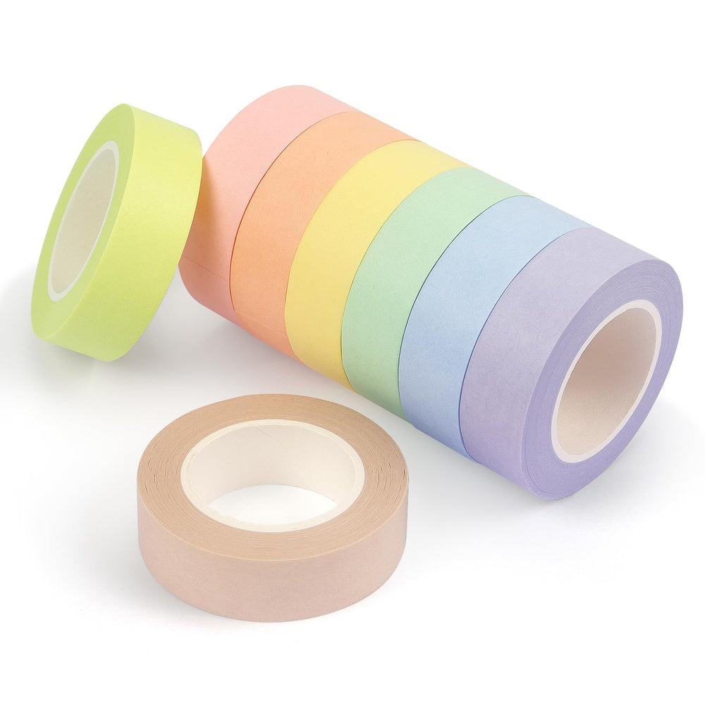 Hutou rainbow pastel washi tape pack ideal for crafts and labeling.