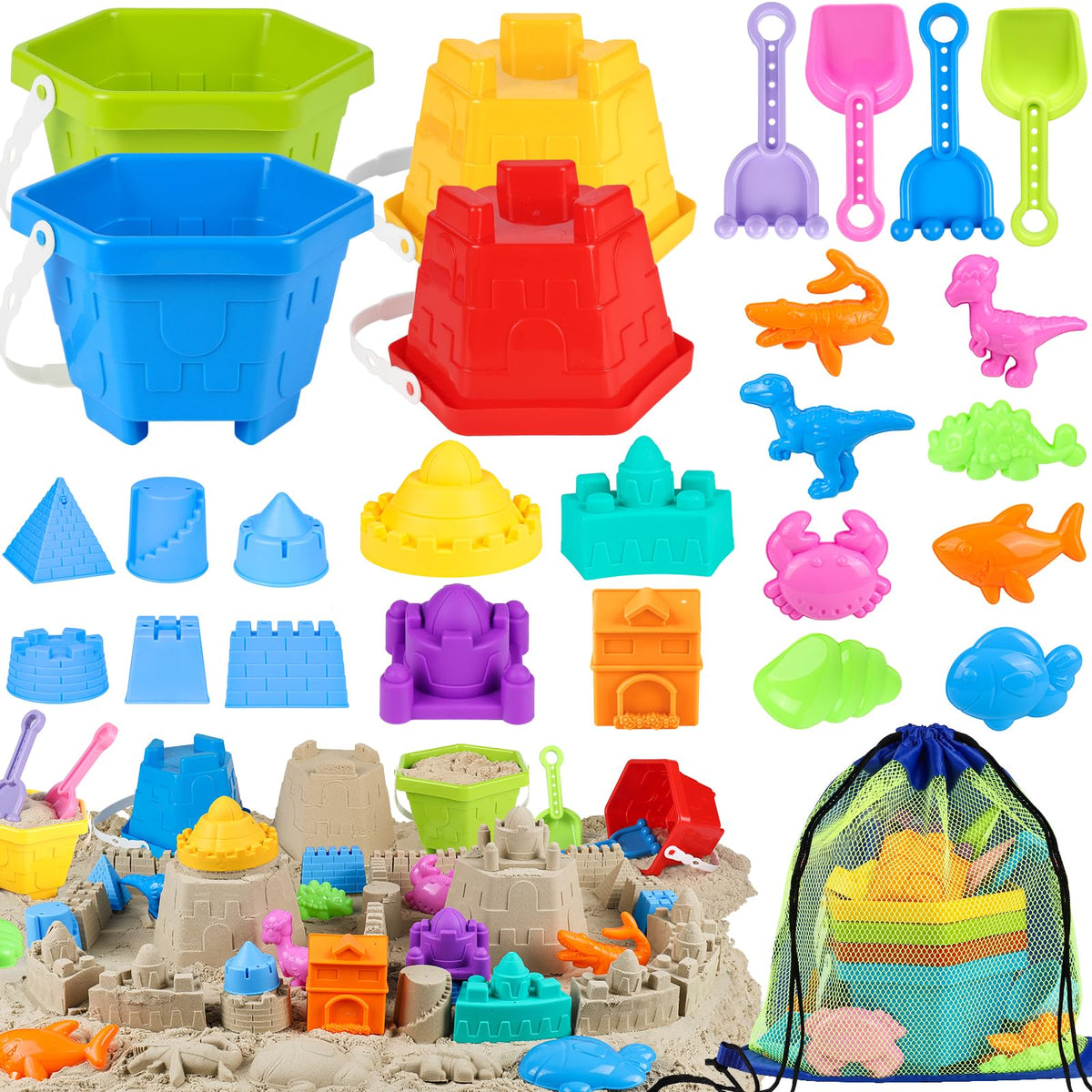 HUUIDY Beach Toys 27-piece full set for sunny day adventures.