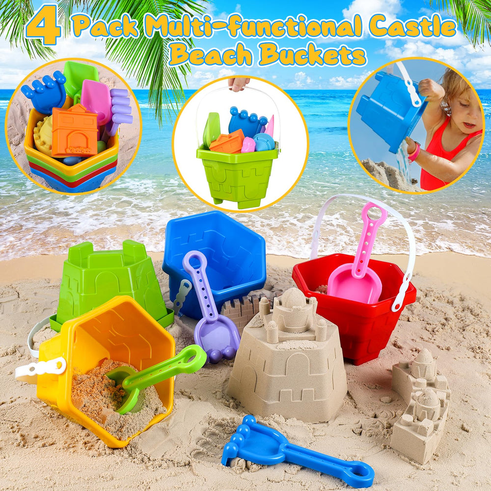HUUIDY bright color buckets deliver sturdy, easy-grip sand play.