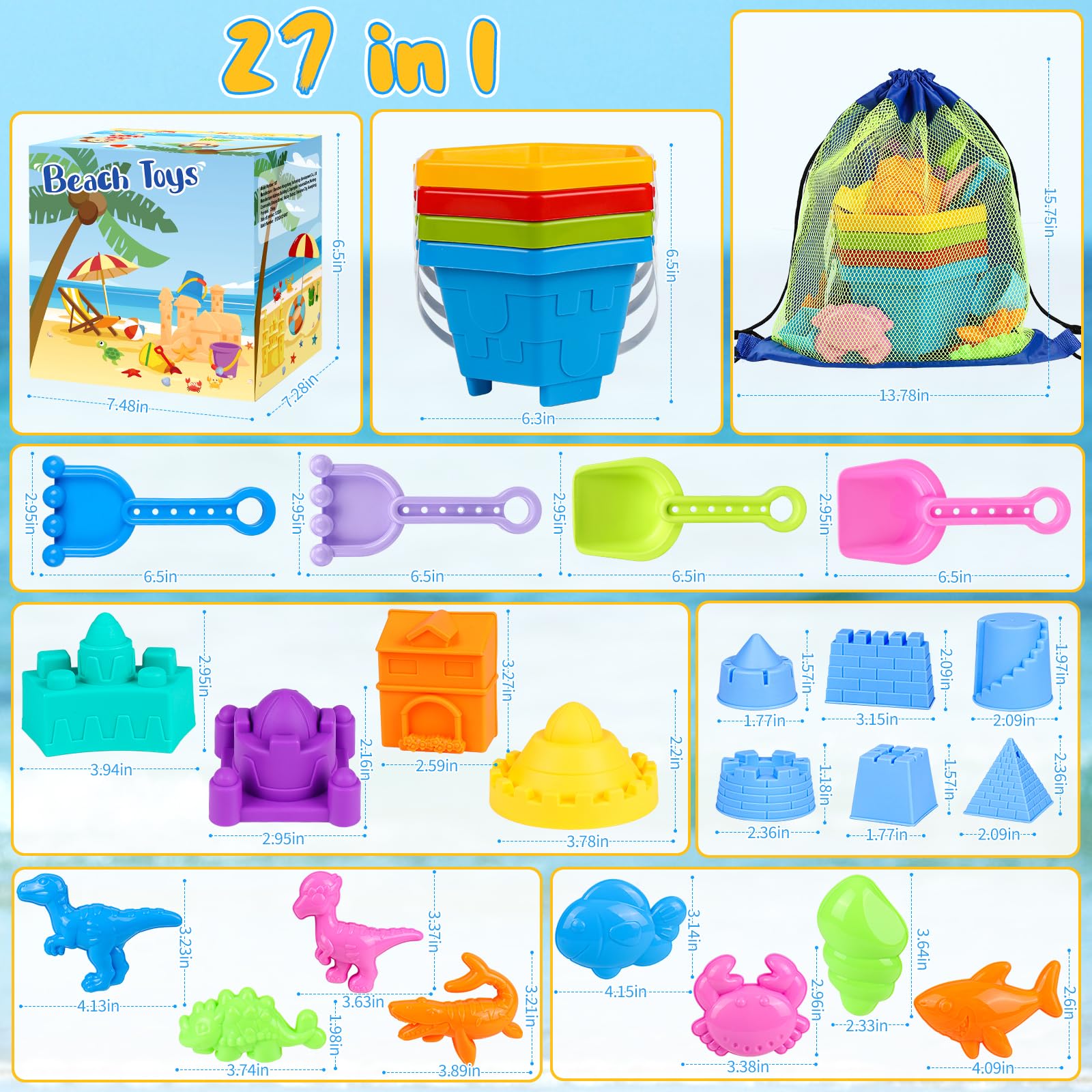 HUUIDY travel-ready beach toy pack fits compact bags for trips.