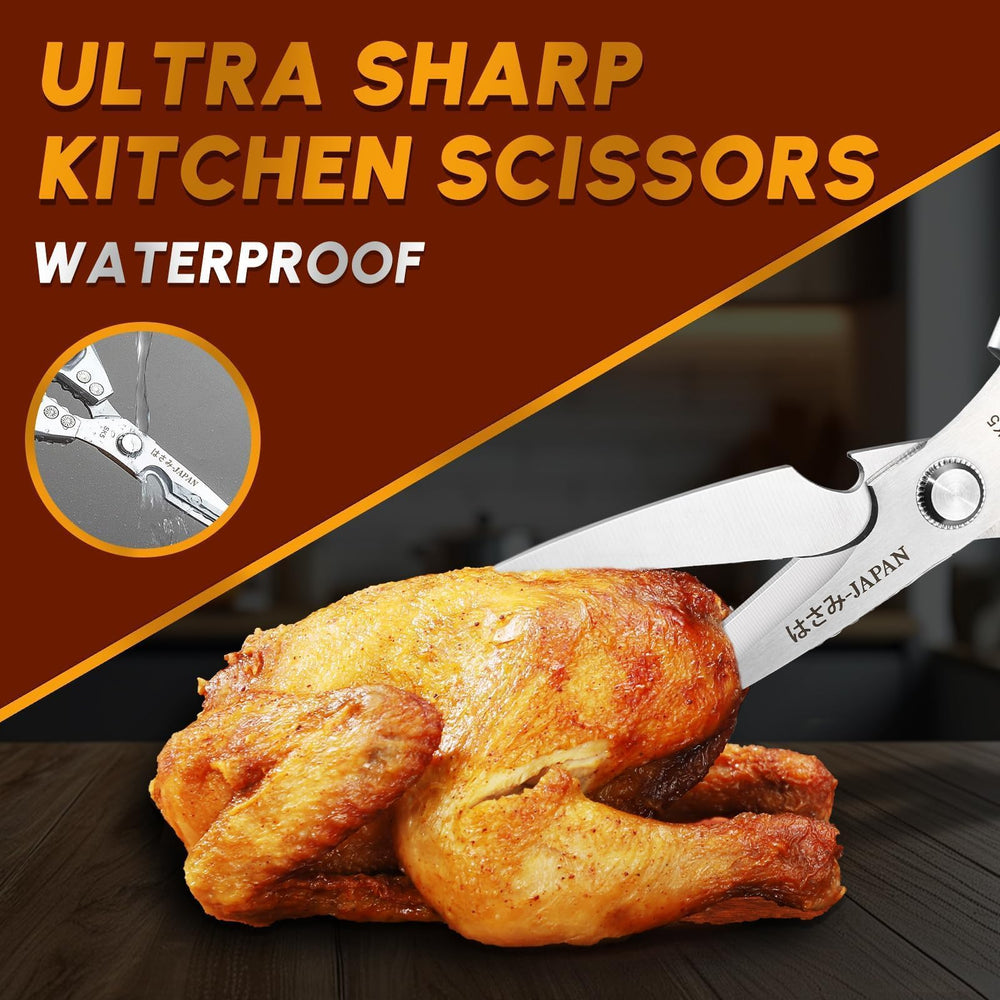 Huusk heavy-duty poultry shears cutting bones with precision.