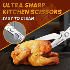 Huusk kitchen scissors ergonomic-handle design reduces fatigue during long prep.