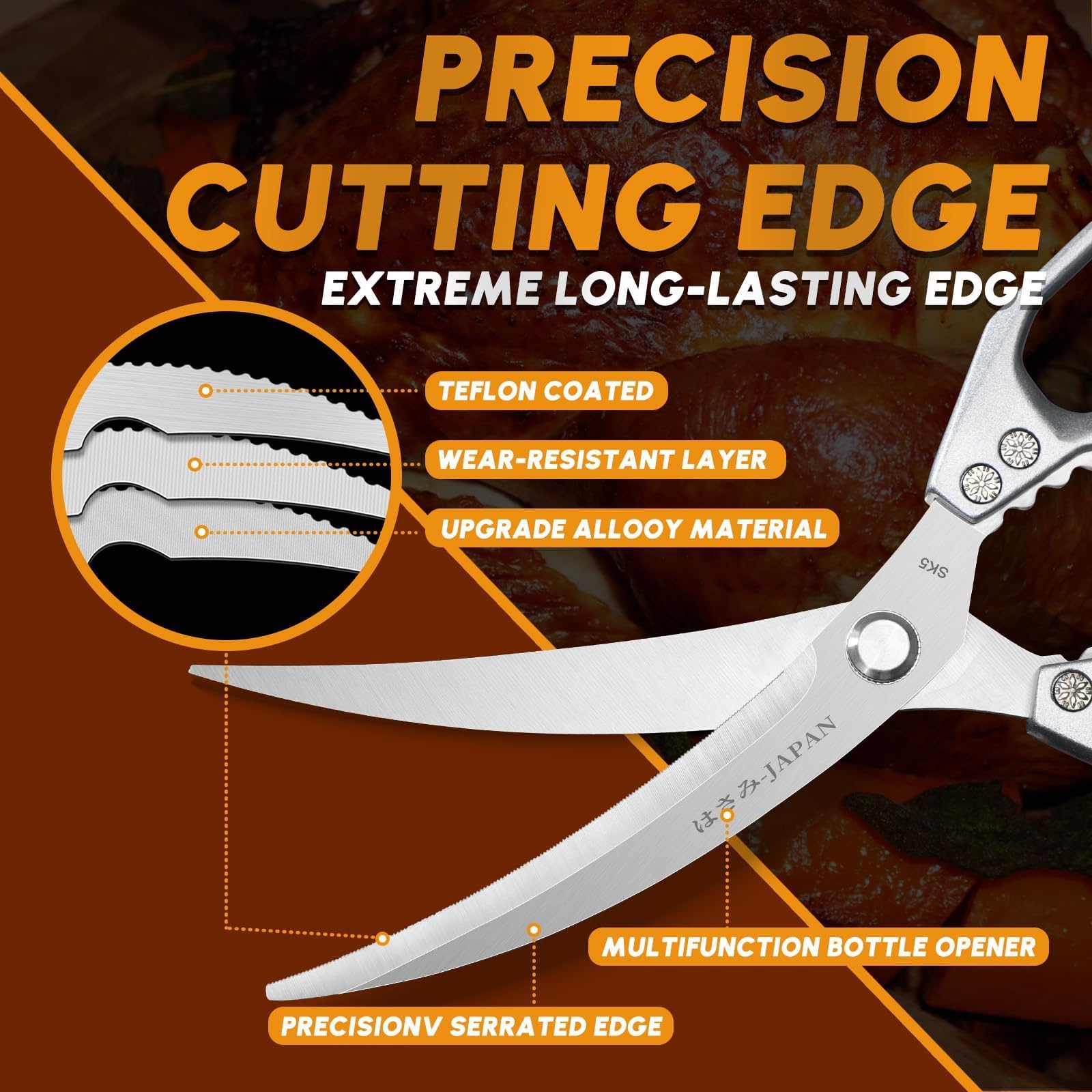 Huusk kitchen scissors heavy-duty blades tackle bones and tough ingredients with ease.