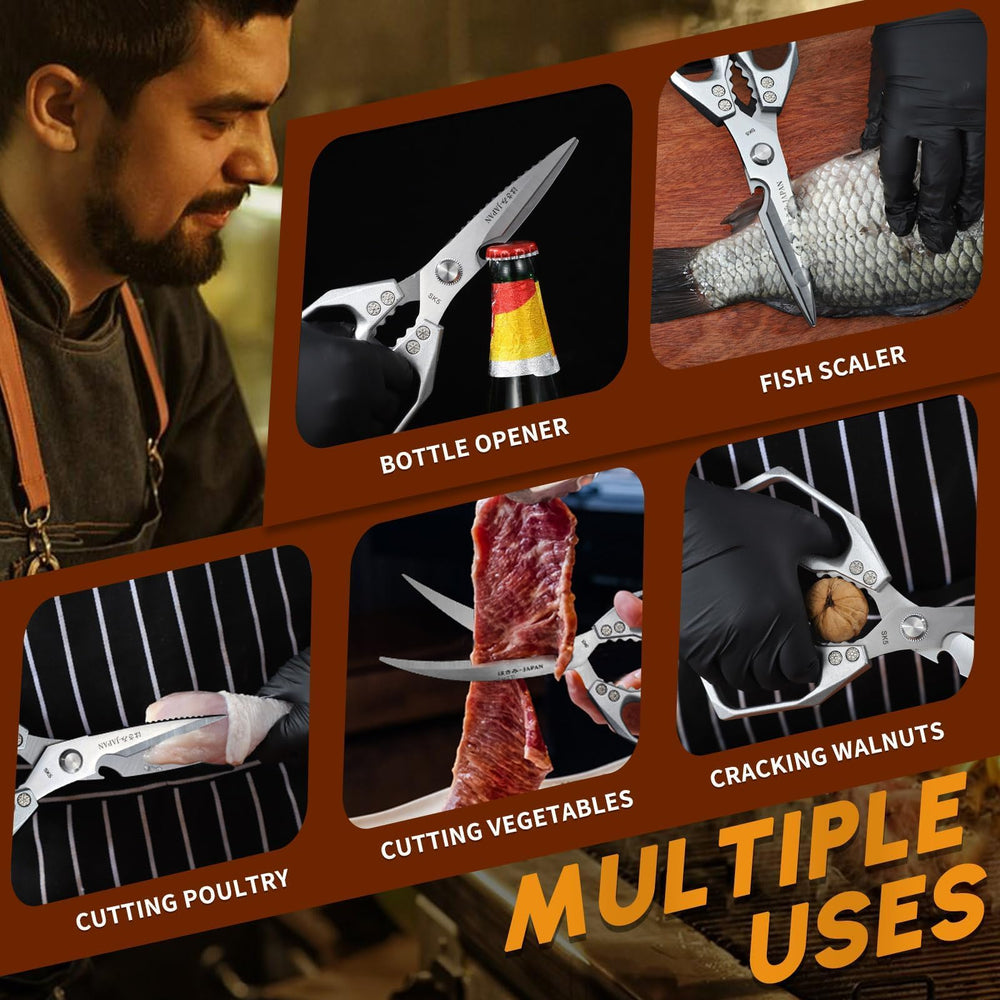 Huusk kitchen scissors versatile-use perfect for lamb, pork, and more in busy kitchens.