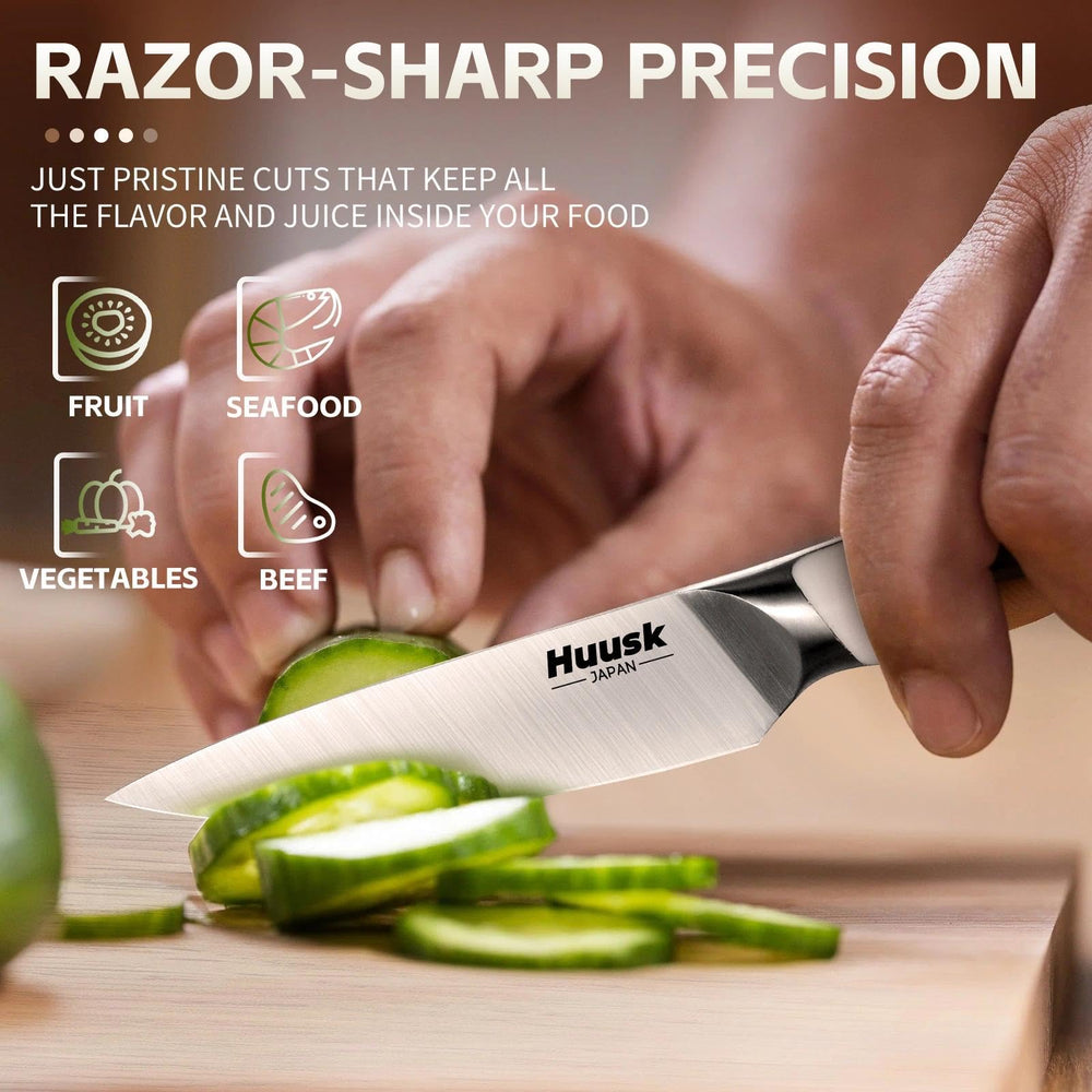 Huusk paring knife with ergonomic ivory handle for comfort