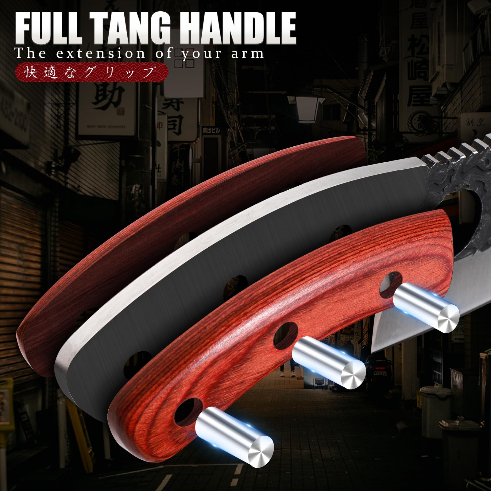 Huusk rosewood handle highlighting natural grain and grip.