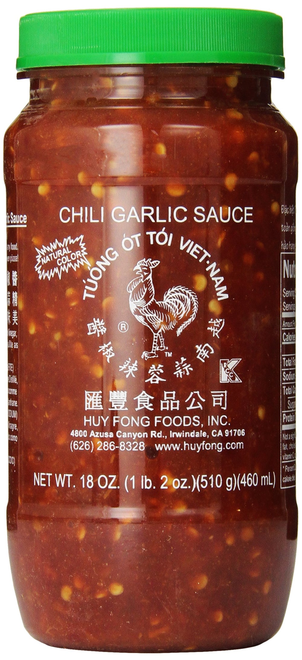 Huy Fong Chili Garlic bottle front for everyday cooking and bold flavor.