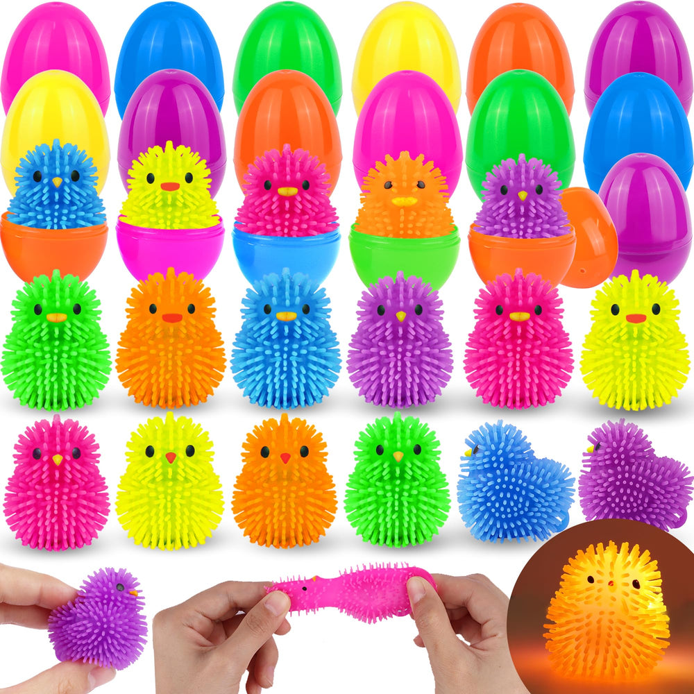 Huyamap 18-pack Easter eggs with LED puffer balls for exciting egg hunts