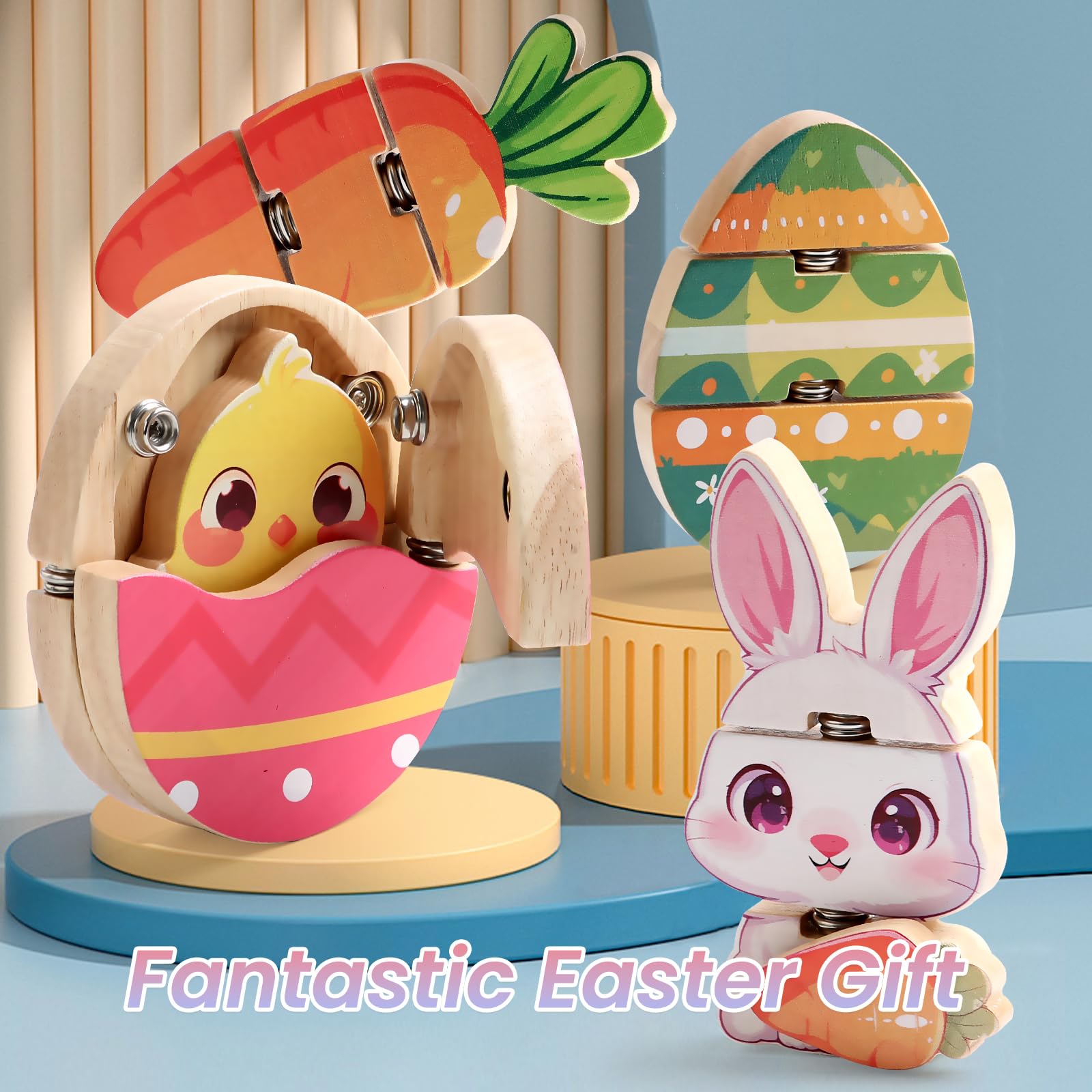 HUZU Easter Snap Builders snap-together pieces for secure, independent play