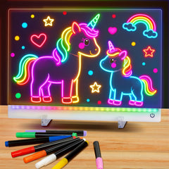 HVMVNV rechargeable LED drawing board front-lit, bright colors for kids' creativity.