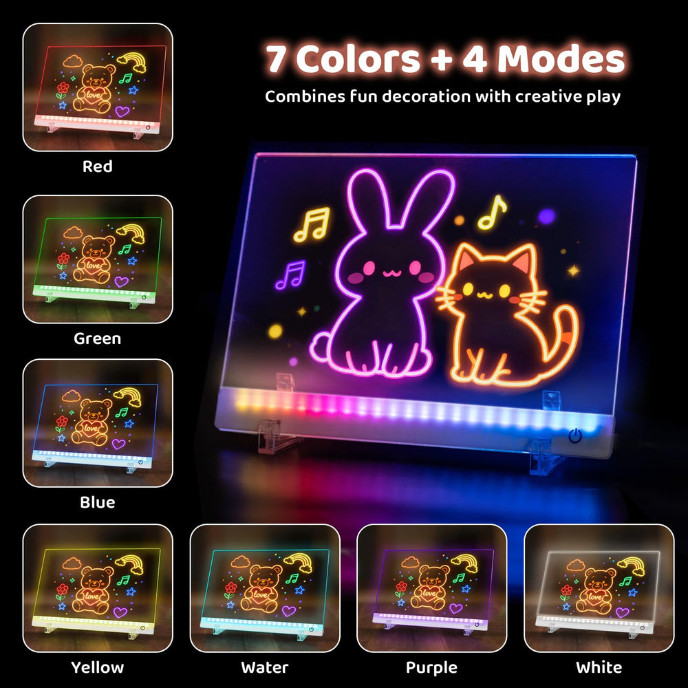HVMVNV rechargeable LED drawing board side view, portable with stand-ready design.