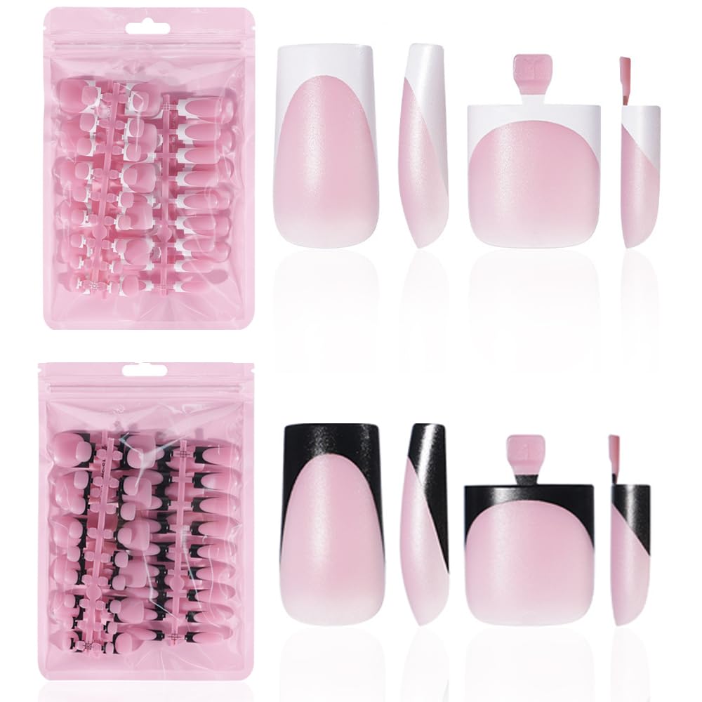 HWHUNO French soft gel toe nail tips—60-piece set for salon-quality nails.