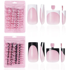 HWHUNO French soft gel toe nail tips—60-piece set for salon-quality nails.