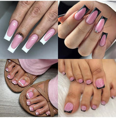 HWHUNO square long toe nail tips—60-piece set for durable full coverage.