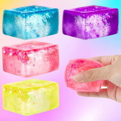 Hxezoc glitter ice cube fidget orange on desk as portable stress-relief option