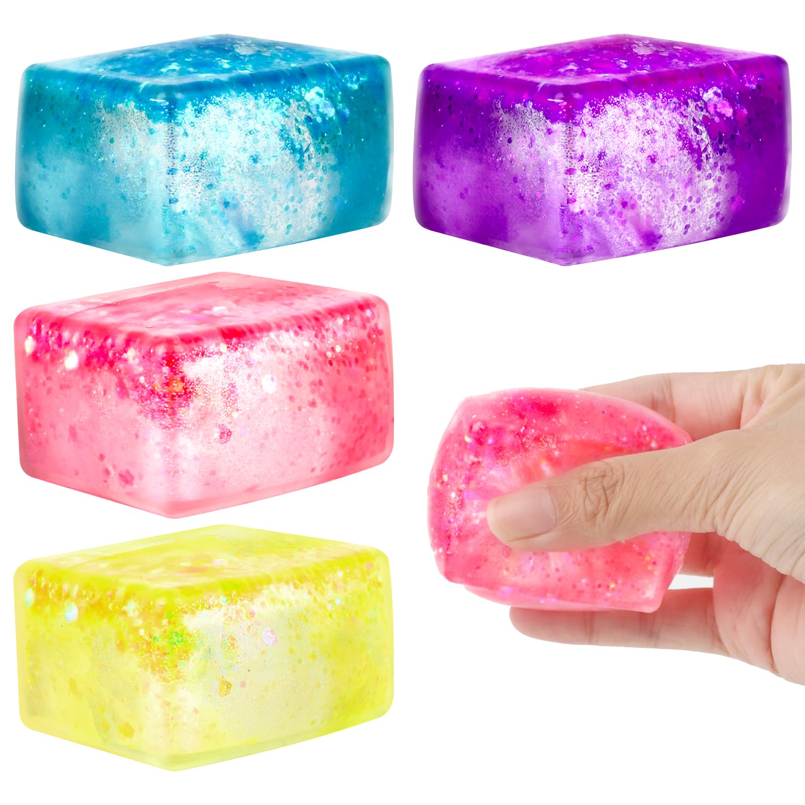 Hxezoc glitter ice cube fidget pink in hand for tactile focus and relaxation