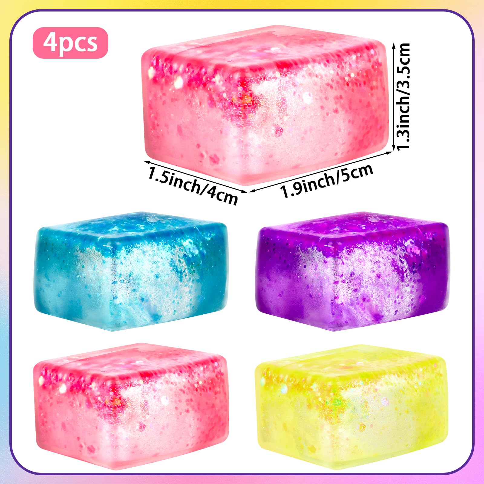 Hxezoc glitter ice cube fidget purple close-up for calm concentration