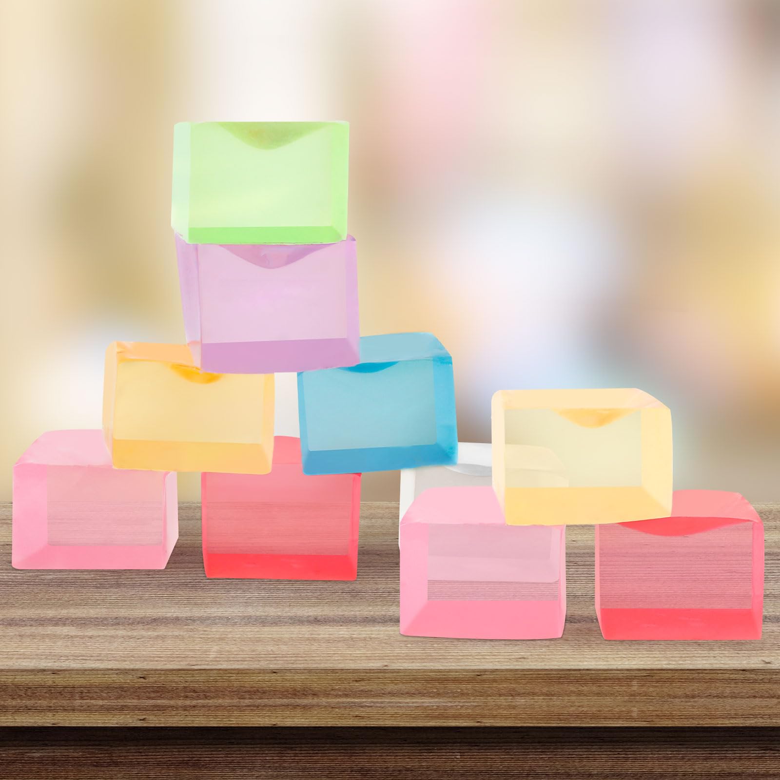 Hxezoc ice cube stress ball in eight bright colors.