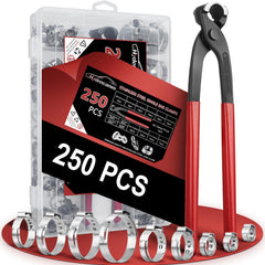 Hydencamm 250pcs hose clamp kit with 14 sizes for versatile automotive and plumbing tasks.