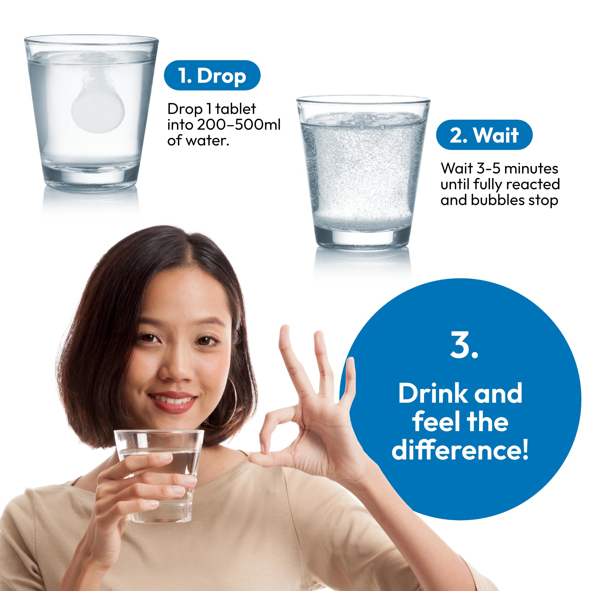 Hydroh unflavored H2 tablets for clean taste and convenience.