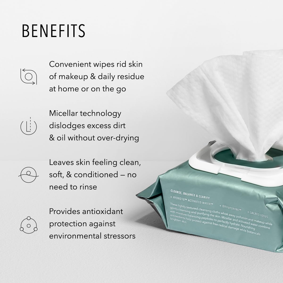 Cloths removing makeup and impurities with peptide-powered action