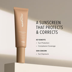 Swatch of HydroPeptide Solar Defense illustrating self-adjusting tint on skin