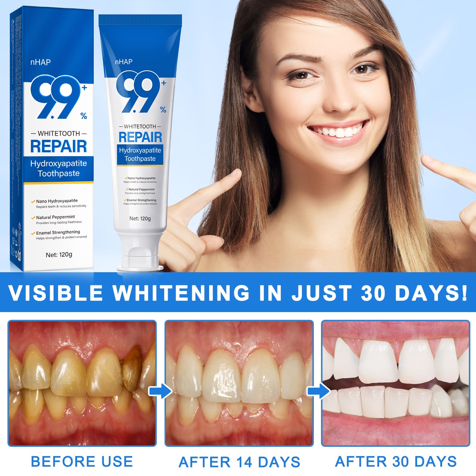 Hydroxyapatite toothpaste fluoride free formula suitable for family use