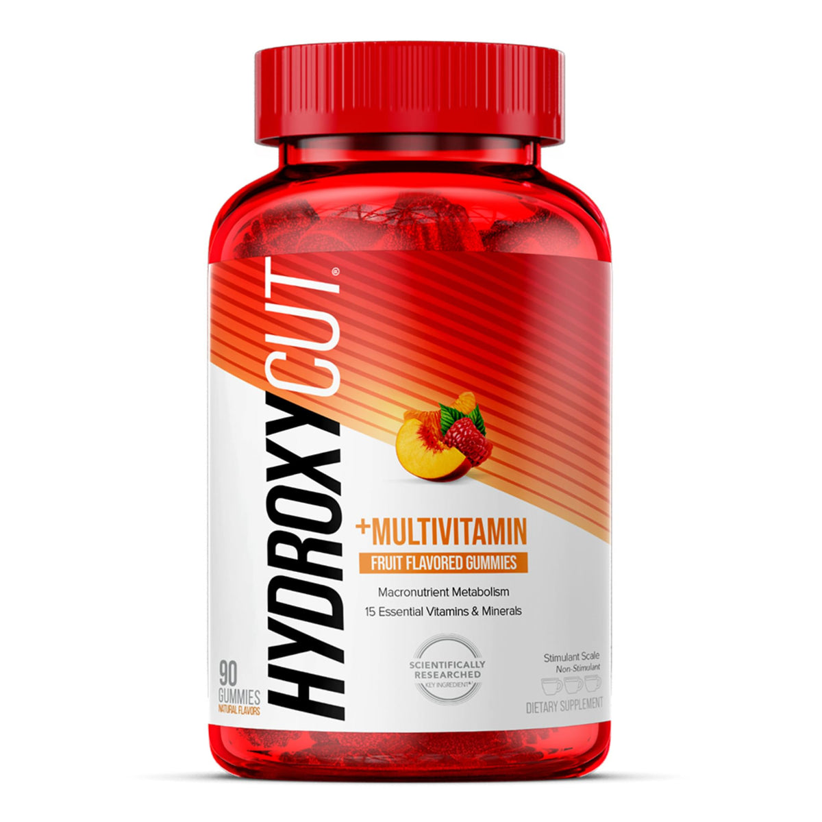 Hydroxycut Gummies bottle front — caffeine-free convenience for daily wellness.