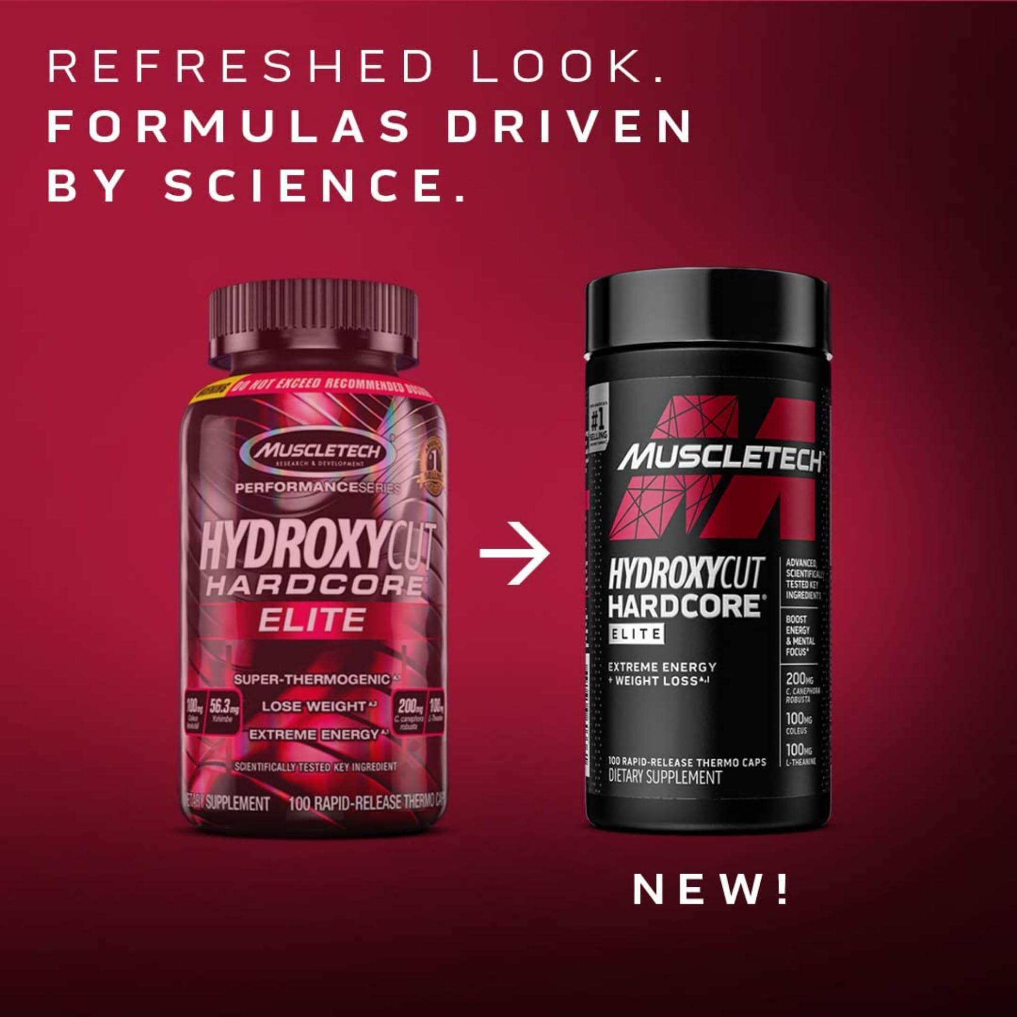 Hydroxycut Hardcore Elite ingredient panel highlights caffeine and forskohlii blend