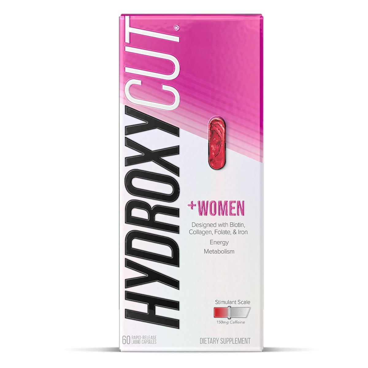 Hydroxycut +Women bottle front view supports daily weight management.