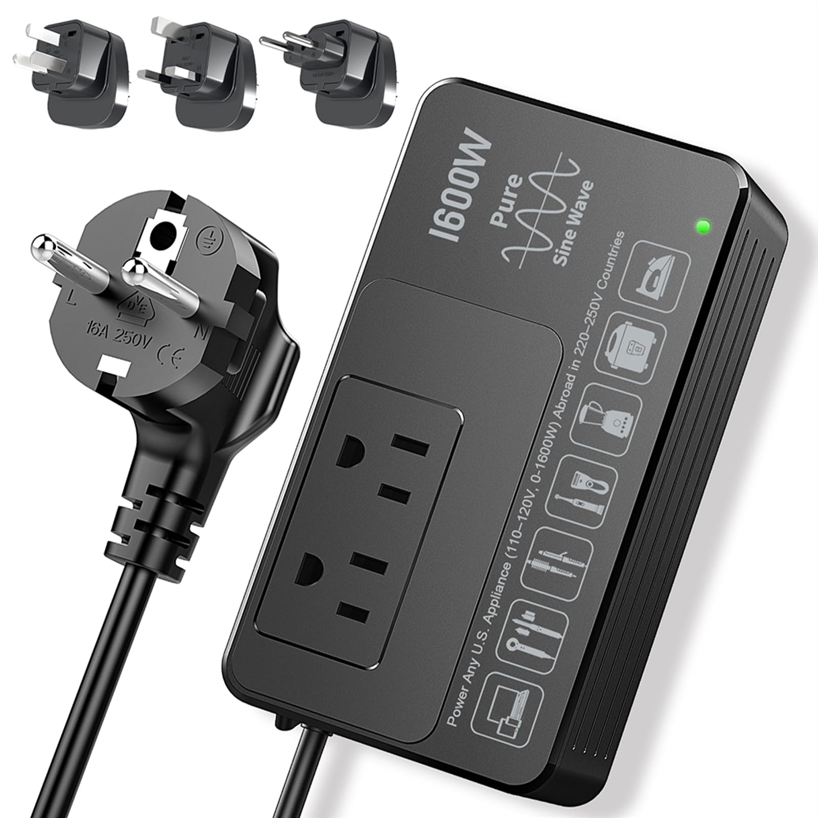 HYTED 1600W converter front view for safe travel power
