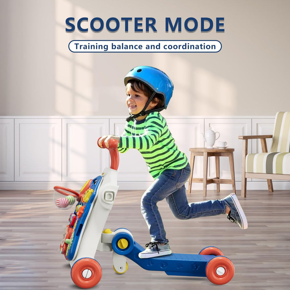 HYES 5-in-1 push walker blue non-slip design supports safe walking.