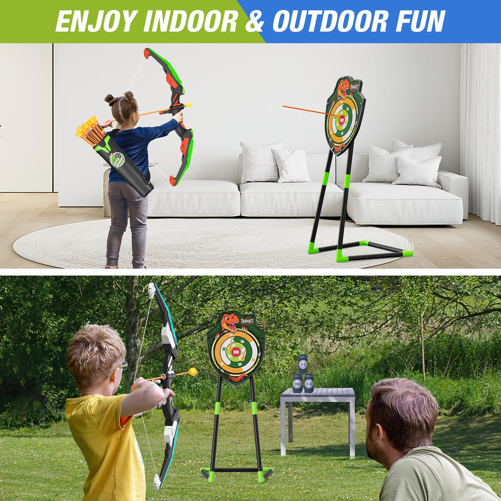 HYES adjustable-height stand grows with kids for comfortable shooting.