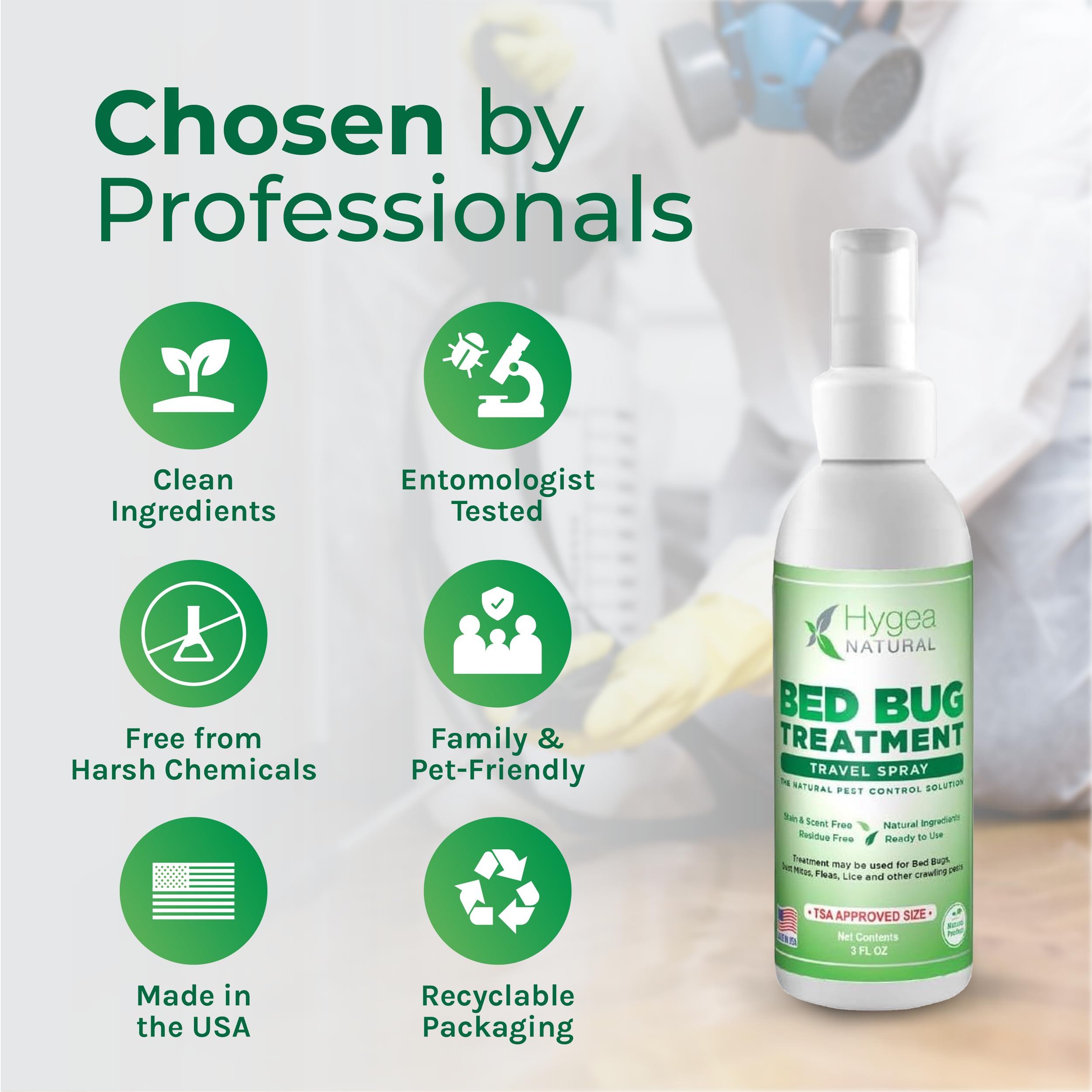 Odorless and stain-free Hygea Natural spray on surfaces