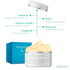 Hygieia crepey cream texture close-up showing rich moisturizing consistency