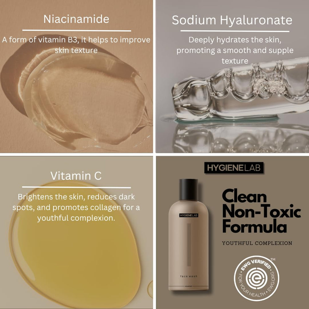 Rich foamy lather from HygieneLab Face Wash demonstrates gentle cleansing